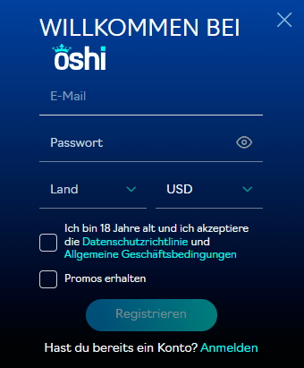 oshi registrieren